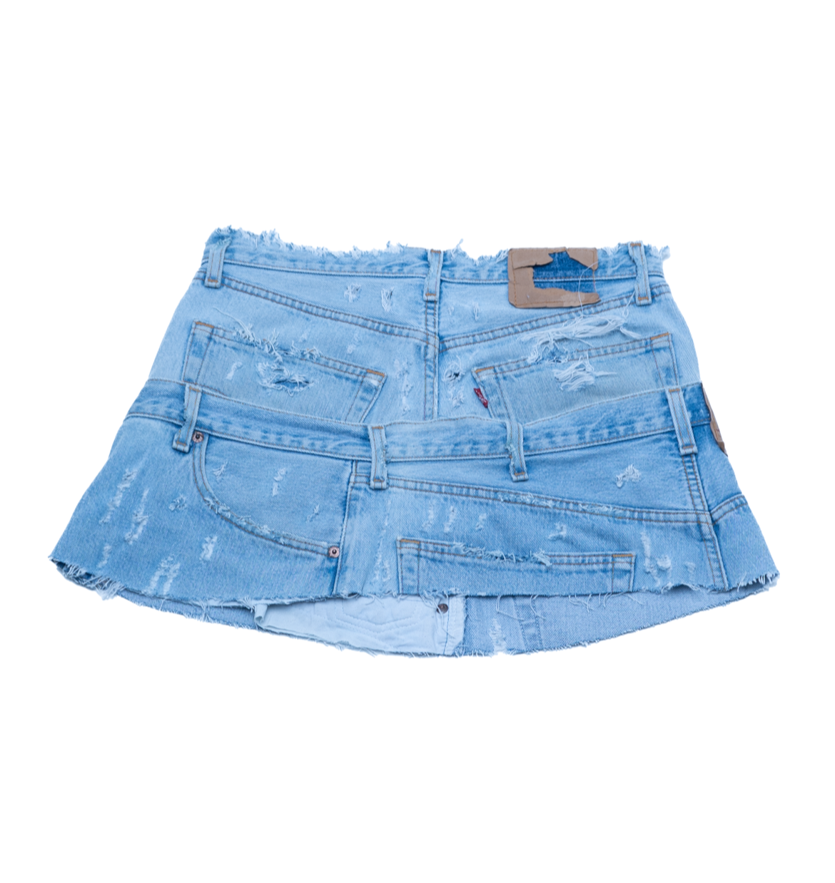 DOUBLE DENIM DISTRESSED MINI